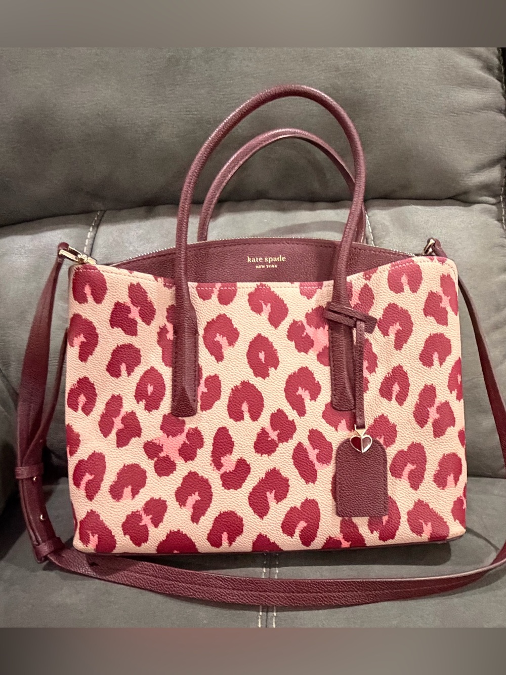 kate spade Leopard Print Pink and Berry Satchel